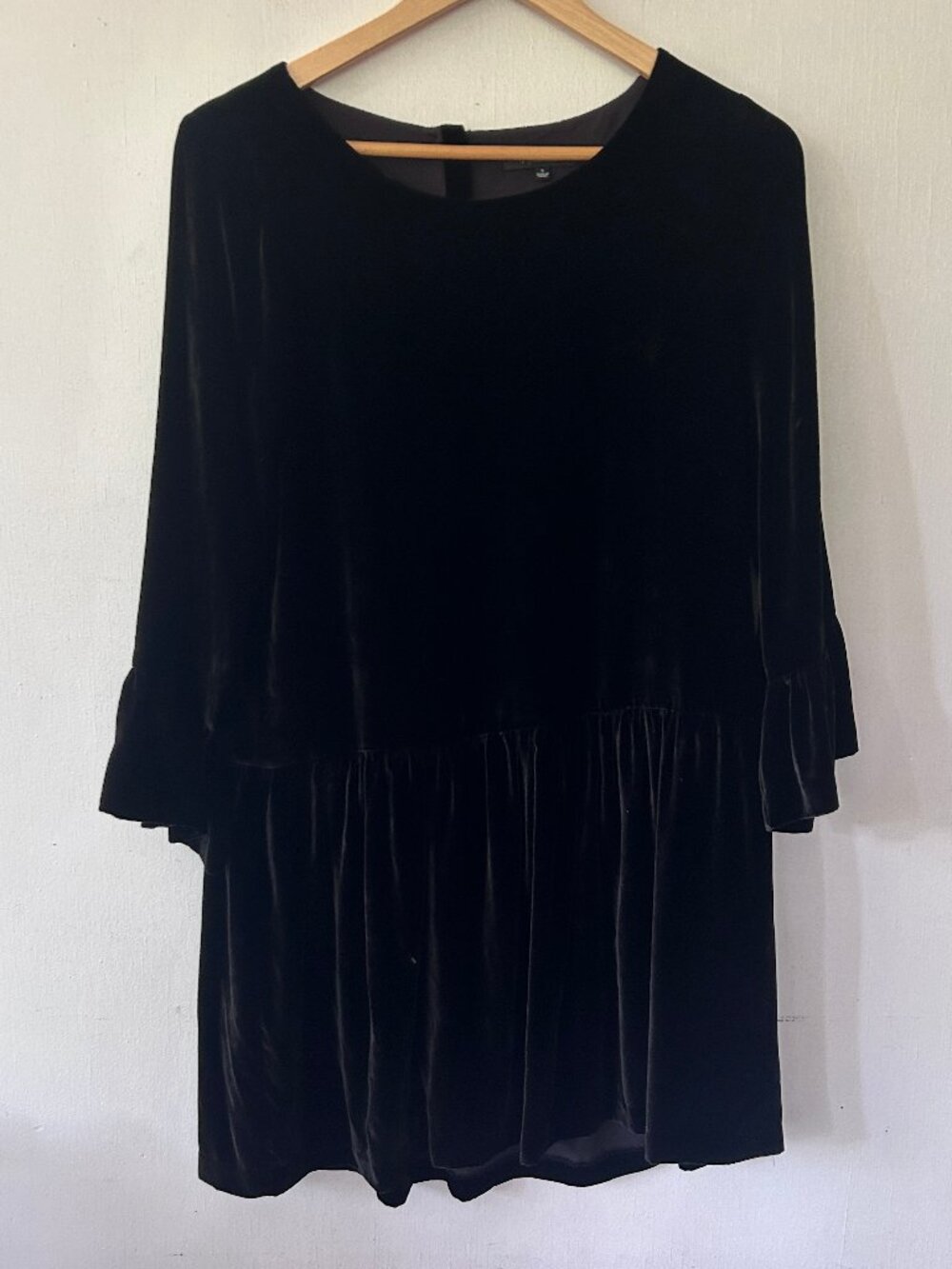 Madewell Black Velvet Dress‎ Womens Small Flare Sleeves Whimsigoth Fairy Grunge